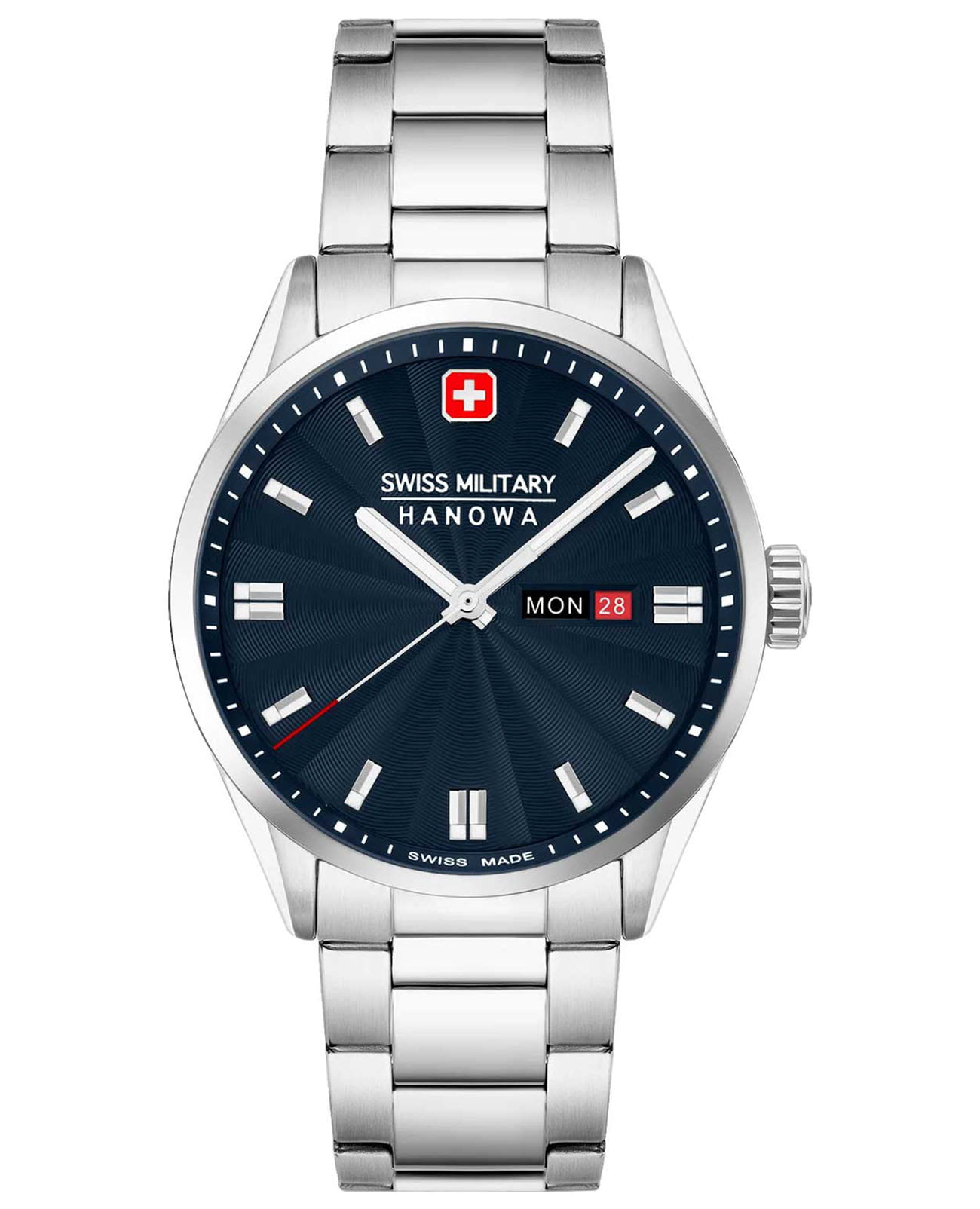 Swiss Military Hanowa Swiss Military Hanowa Maxed SMWGH0001602  SMWGH0001602 кварцевые мужские часы синий циферблат, браслет нержавеющая сталь — вид спереди